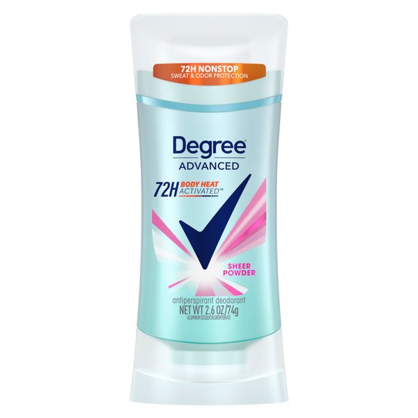 Degree Advanced Protection Antiperspirant Deodorant Sheer Powder for 72-Hour Sweat & Odor Control for Women, with Body Heat Activated Technology, 2.6 oz