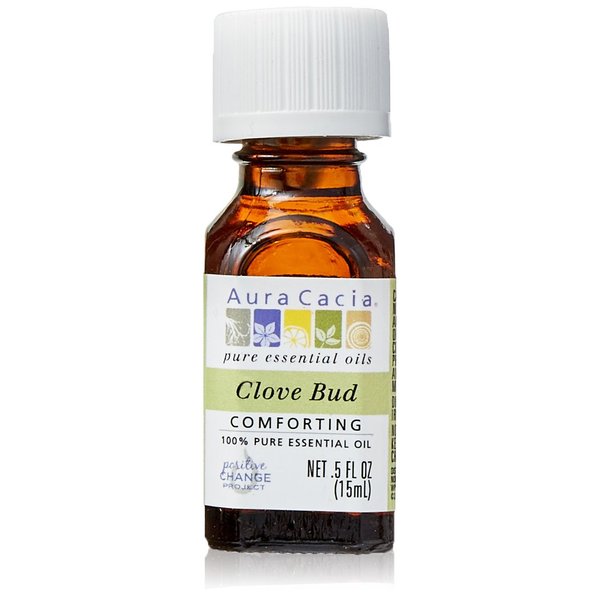 Aura Cacia 100% Pure Clove Bud Essential Oil | GC/MS Tested for Purity | 15 ml (0.5 fl. oz.) | Syzygium aromaticum