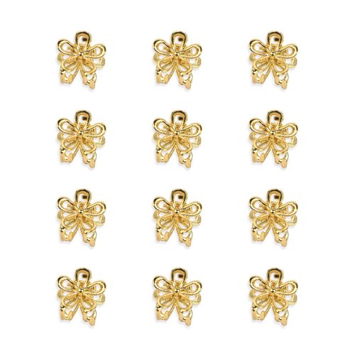 YISSION 12PCS Small Flower Hair Clips for Women Girls Cute Hair Barrettes Metal Hair Claw Clips Tiny Flower Hair Clips for Thin Thick Hair Mini Gold Flower Claw Clips Hair Accessories for Women Girls