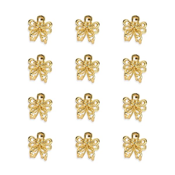 YISSION 12PCS Small Flower Hair Clips for Women Girls Cute Hair Barrettes Metal Hair Claw Clips Tiny Flower Hair Clips for Thin Thick Hair Mini Gold Flower Claw Clips Hair Accessories for Women Girls