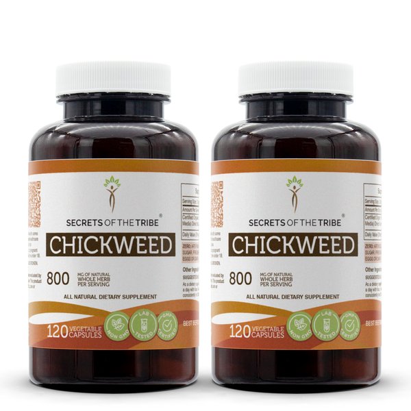 Secrets of the Tribe Chickweed 120 Capsules(2 pcs.), 800 mg, Chickweed (Stellaria Media) Dried Herb (2x120 Capsules)