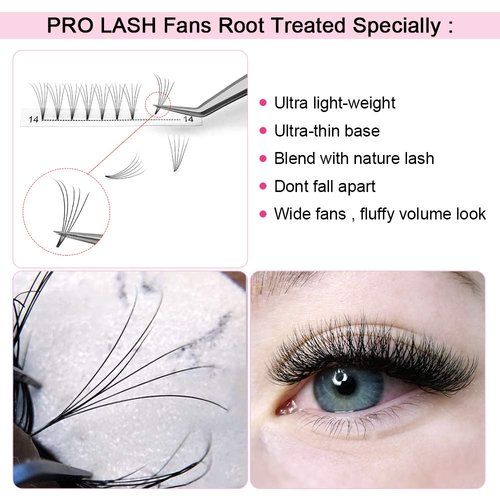 Premade Fans Eyelash Extensions 5D-D-0.10-15 Short Stem Premade Volume Eyelash Extensions 3D 5D 7D Volume Lash Extensions 9 to 20 mm Pre made Lash Fans C D Curl .07 .10(5D-D-0.10,15mm)