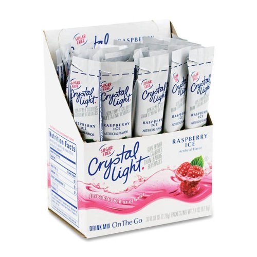 Crystal Light On The Go Sticks - 20oz Water Bottle Size - 30ct Boxes (Pack of 4) - Raspberry Ice