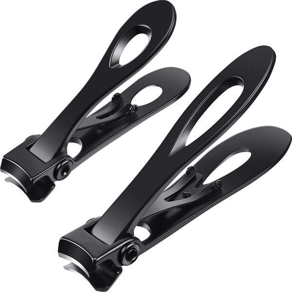 Mudder 2 Pieces Oversized Thick Nail Clippers Wide Nail Cutter for Thick Toenails and Fingernails, 15mm Nail Clippers Stainless Steel Toenail Fingernail Clipper Trimmer for Men Adults Black