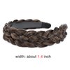 BOBIYA Wide Chunky Plaited Braided Headband Hair Band Synthetic Braid Hairpieces with Teeth Piano Two Tone Colors Accessories (5-Carbon Brown)