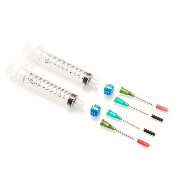 Dispense All - Mini Industrial Syringe Pack - 10ml Luer Lock Syringes, 14 and 18 Gauge Blunt Needles, Covers and Syringe Caps | Precision Crafting, Gluing, Refilling Pens and Empty Cartridges, Repairs