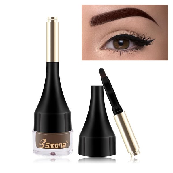 Adurello Cushion Brow Pomade Waterproof Long Lasting Eyebrow Tinted Cream Highly Pigmented Eyebrow Pomade for Natural Brows Shaping Makeup (dark brown)