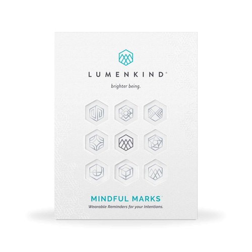LumenKind, Mindful Marks (Platinum) 31 Tiny Temporary Tattoos Mindfulness Stickers - Inspirational Gifts for Women - Simple Mindfulness Meditation Tools for Mental Health Awareness