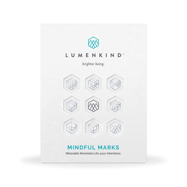 LumenKind, Mindful Marks (Platinum) 31 Tiny Temporary Tattoos Mindfulness Stickers - Inspirational Gifts for Women - Simple Mindfulness Meditation Tools for Mental Health Awareness