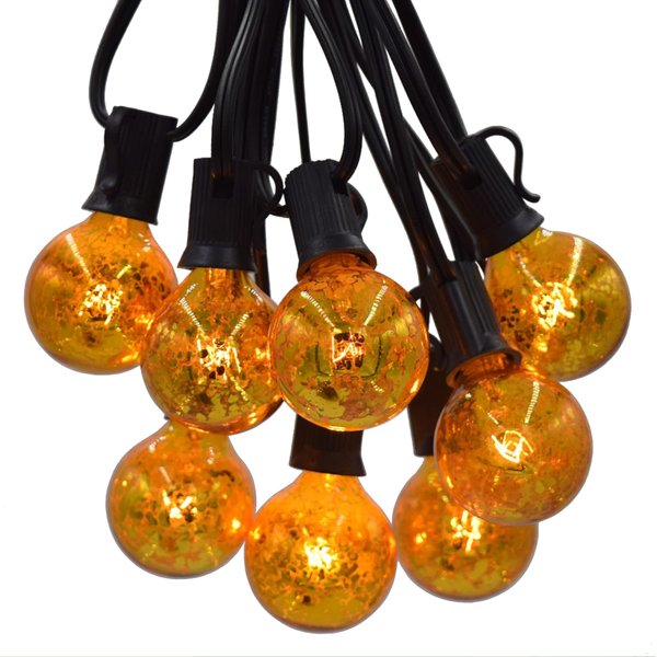 Hometown Evolution, Inc. Gold Outdoor Patio String Lights (25 Foot, G40 Gold 1.6" Bulbs - Black Wire)