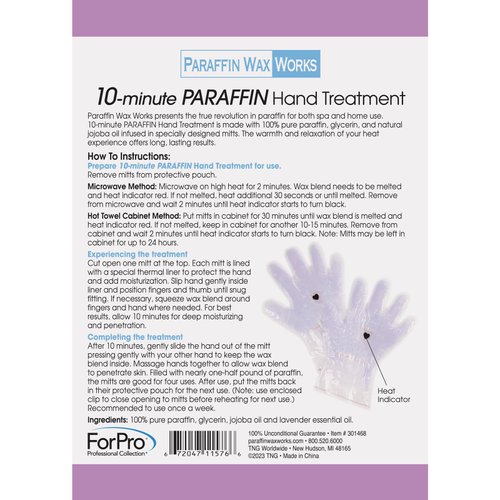 Paraffin Wax Works 10-Minute Paraffin Hand Treatment, Relaxing Lavender, Spa and Home Treatment Gloves, One-Pair