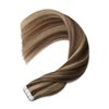 Sindra Tape in Hair Extensions Human Hair Chocolate Brown with Caramel Blonde Hair Extensions Tape in Real Human Hair Tape Ins Extensions 18Inch 20Pieces 50Gram(tape#4p27 18inch)