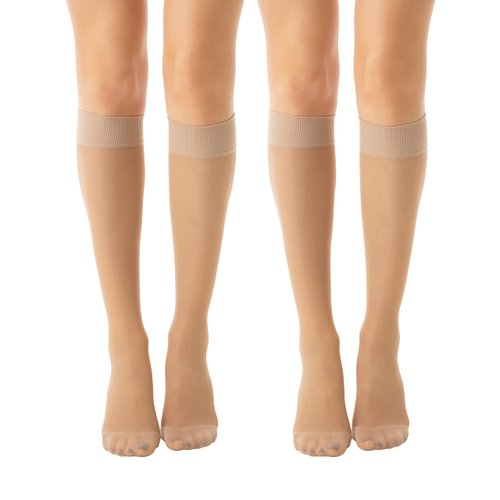 Relaxsan Basic 850 (2 Pairs - Skin 1/S) - moderate support knee high socks 15-20 mmHg, 100% Made in Italy