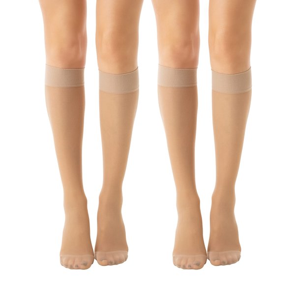 Relaxsan Basic 850 (2 Pairs - Skin 1/S) - moderate support knee high socks 15-20 mmHg, 100% Made in Italy