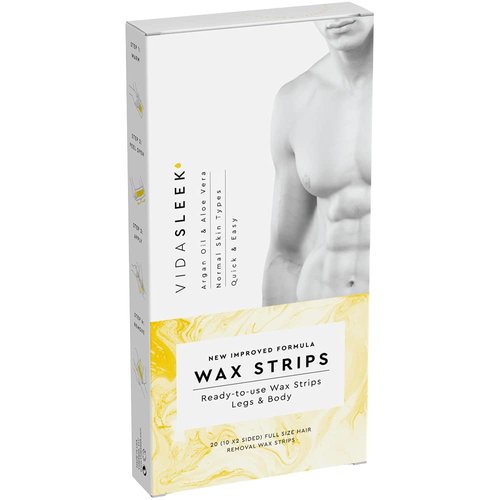 Hair Removal Wax Strips Legs & Body: Argan Oil + Aloe Vera: 20 Count