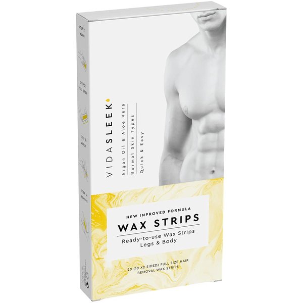 Hair Removal Wax Strips Legs & Body: Argan Oil + Aloe Vera: 20 Count