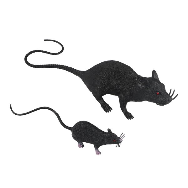 Halloween Fake Rat Mouse Realistic Plastic Mouse Fake Pranks Rats Squeezable Squeaking Rats Spooky Scary Creepy Halloween Prop Decor Simulated Big Small Mouse for Prank Party Toys Halloween Mice 2PCS