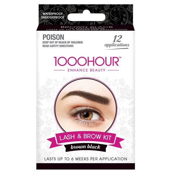 1000 Hour Professional Formula Lash & Brow Kit - Defined Brows w/a Long-Lasting Formula with Eyebrow Mascara - Brow Gel for Stunning Brows that Last Up To 6 Weeks with 12 Applications - Brown Black
