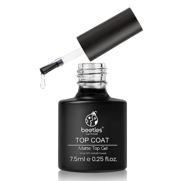 Beetles Gel No Wipe Matte Top Coat - Soak Off Nail Lamp Polish Matte Finish & Long Lasting Gift Set for Women