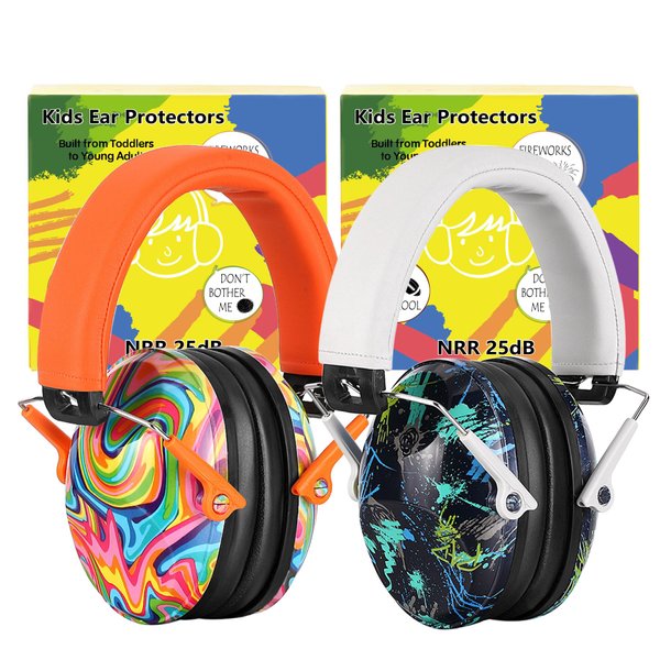 PROHEAR 032 Kids Ear Protection 2 Pack - Noise Cancelling Headphones Ear Muffs for Autism, Toddlers, Children,Individual Packing - Orange & White