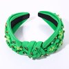 CEALXHENY St. Patrick's Day Headband for Women Green Shamrock Headband Embellished Crystal Rhinestone Knotted Headband St. Patrick's Day Hair Accessories Outfits Irish Holiday Gifts (Shamrock 2)