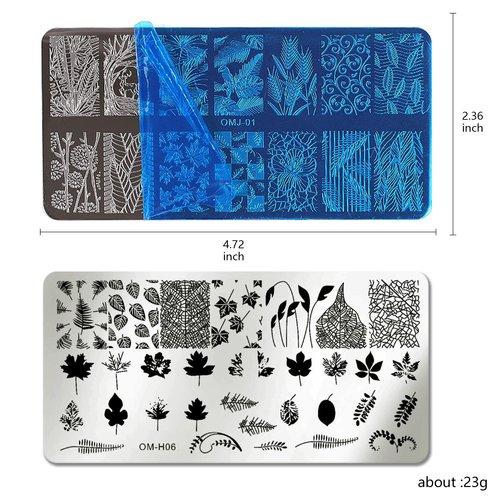 AddFavor Nail Art Stamper Kit 6pcs Flower Heart Leaf Lace Butterfly Stamping Plate Template with Silicone Nail Stamper and Scraper for Women Girls DIY Fingernail Manicure Stencils Tools