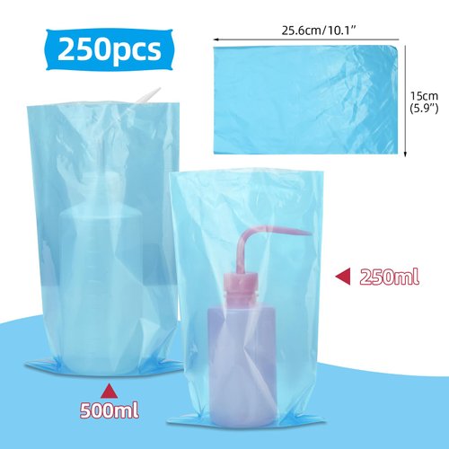 ATOMUS 250pcs Tattoo Bottle Bag Tattoo Squeeze Wash Bottle Covers Sleeve 15x25.6cm Tattoo Accessories(250pcs Washing Bottle Bags)