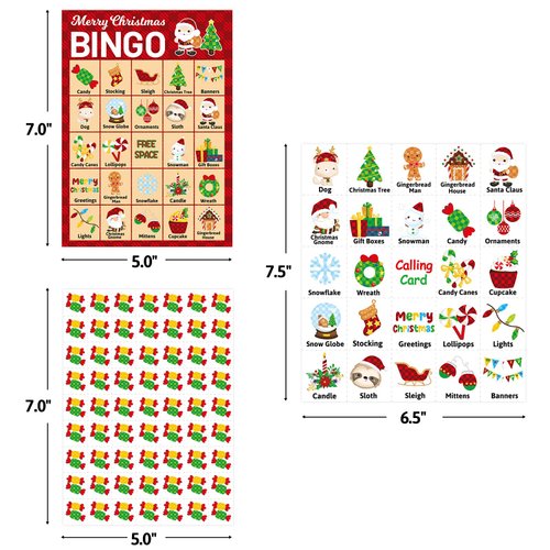 Fancy Land Christmas Bingo Game for Kids 24 Players Plaid Holiday Winter Party Supplies