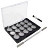 Caliee Makeup Tray Set 15 PCS 20mm Round Metal Pot Spatula and Eyeshadow Brush Tools Makeup Travel Magnetic Tray Girl Empty Magnetic Makeup Tray Mouth Red Blush Powder Eyeshadow