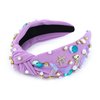 Jaciya Pearl Headband for Girls Rhinestone Headband for Women Wide Knotted Purple Headband for Women Starfish Head Band Mermaid Birthday Party Decorations