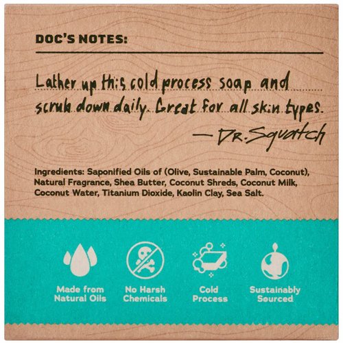 Dr. Squatch All Natural Bar Soap for Men with Light Grit, Coconut Castaway 5 Ounce (Pack of 1) 0.02 pounds