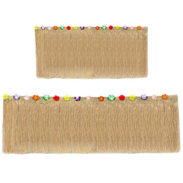 AnapoliZ Hawaiian Table Skirt 11ft Long Stretches to 30ft! | (29" Tall) Brown Grass Table Skirts | Hibiscus Luau Party Decoration | Tropical Theme Decor (1 Table Skirt)