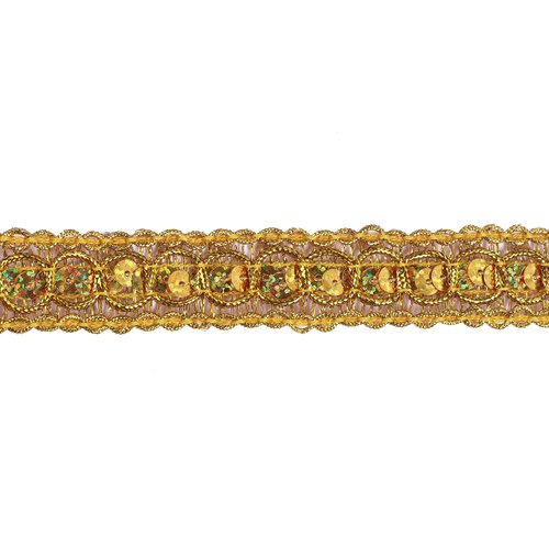 YYCRAFT 20 Yards Trish Sequin Metallic Braid Trim 7/8 Inch-Gold