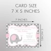 Elephant Baby Shower Invitations Pink Purple Gray Girl Polka Dots Invites Customized Personalized Printed Cards (12 Count)