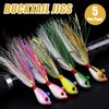 OROOTL Bucktail Jigs Saltwater Hair Jigs, 5pcs Bucktail Fishing Lures Surf Fishing Jigs Bucktail Hair Jigs for Bass Striper Flounder Snook Bluefish Halibut Redfish Fishing 1/4oz-2oz