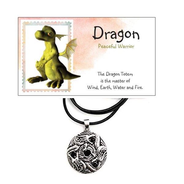 Smiling Wisdom - Animal Keepsake Mini Greeting Card and Dragon Token Gift Set - Teenage Women Men - (Antique Silver Dragon)