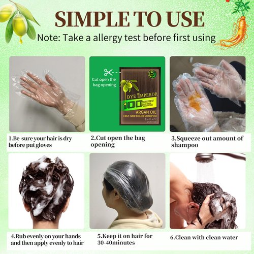 Herbal Hair Dye Shampoo - Ammonia Free | Brown Black Hair Color Shampoo |Color Hair In Minutes - 3-in-1 Bubble Hair Color For Men&women| 10-Bag/Box