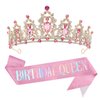 Birthday Sash for Women,Birthday Crown Adult Woman,Birthday Tiara for Women,Birthday Gifts for Women,Birthday Sash and Crown,Birthday Queen Sash,Birthday Queen Crown,Pink Birthday Sash,Pink Tiara