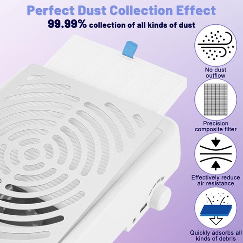Nail Dust Collector Filter – 2PCS Replacement Nail Dust Vacuum Reusable Filter, for SHTALHST Nail Dust Collector Cleaner Manicure Tools, Easy to Clean, Nail Salon Home Use