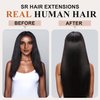 Clip in Hair Extensions Real Human Hair Clip ins 100% Brazilian Virgin Hair Straight PU Seamless Clip in Hair Extensions Human Hair Natural Black Hair for Women 100 Gram 6 Pcs 18 Inch