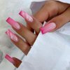 BAOYAALIN Press on Nails Medium Long Coffin Fashion Fake Glue on Nails with Ombre Purple Design for Women Girls Full Cover Artificial Acrylic False Stick on Nail for Daily Wear Wedding 24Pcs