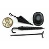 Melody Jane Chrysnbon Dollhouse Gentlemans Hat Umbrella Walking Stick Hall Accessory Set
