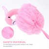 FRCOLOR Shower Loofah Bath Sponge Flamingo Mesh Pouf Body Scrubber with Hanging Rope for Kids Women Girls Pink