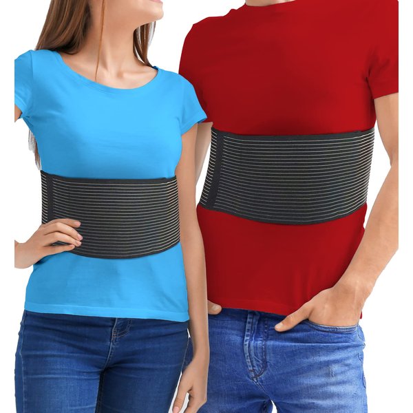 Rib Brace Chest Binder | Rib Belt to Reduce Rib Cage Pain | Chest Compression Support for Rib Muscle Injuries, Bruised Ribs | Breathable Chest Wrap Rib Brace for Women Men (XXL - Black - 52 Inch)