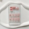 24Pcs Short Press on Nails Pink Fake Nails Cute False Nails with Flowers Design Square Acrylic Nail Gradient Glue on Nails Full Cover Glossy Artificial Nails Stick on Nails for Women Girls