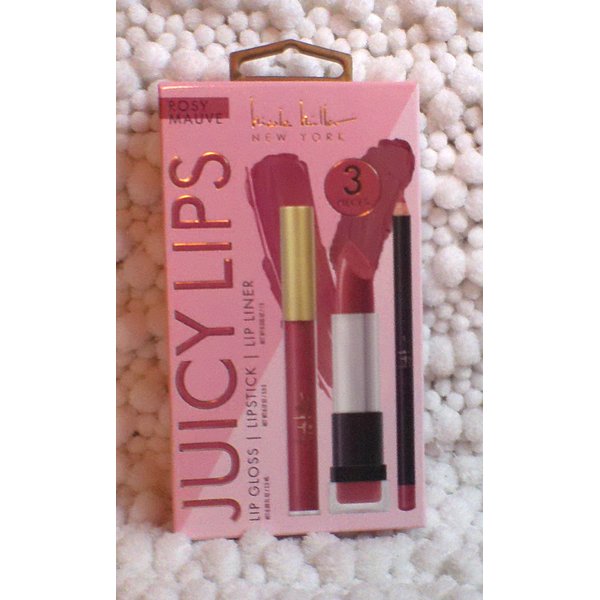 Nicole Miller Juicy Lips, Lip Gloss, Lipstick, Lip Liner 3 pieces (Rosy Mauve)