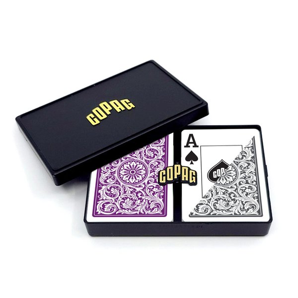 Copag 1546 Design 100% Plastic Playing Cards, Poker Size (Standard) Purple/Grey Jumbo Index (1 Set)