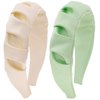 BEGOOD Padded Headbands for Women Summer Womens Aliceband Fashion Wide Headbands for Women's Hair Hoop Designe Turban Hair Accessories for Girls 2Pcs Beige and Green