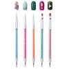 Cizoackle Nail Art Brushes - Double-Ended Brush and Dotting Tool Kit - Elegant Nail Pen Set with Shiny Handles - Easy To Use Professional Liner Tools 5 Pcs