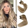 Remy Clip in Extensions Human Hair Natural 16Inch Blonde to Light Blonde Highlight Clip in Hair Extensions 7 Pieces Seamless Clips for Blonde Remy Extensions 70G for Women
